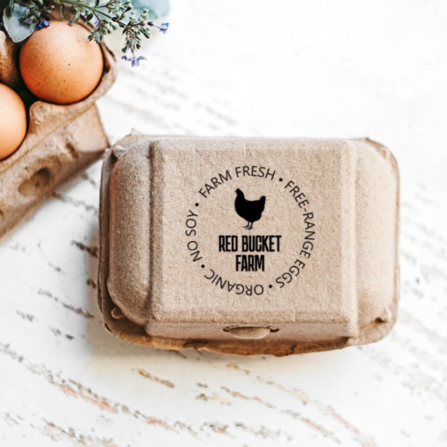 Carimbo Auto Entintado Fazenda Ovos Frescos Silhueta de Frango (Criador carregado)