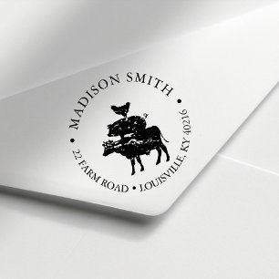 Carimbo Auto Entintado Fazenda Rústica Animais de Fazenda Empilhados Camp