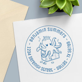 Carimbo Auto Entintado Fearsome Octopus Guardando Endereço do Tesouro