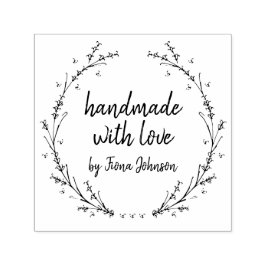 Carimbo Auto Entintado Feita À Mão Com Corações De Lavanda Com Amor