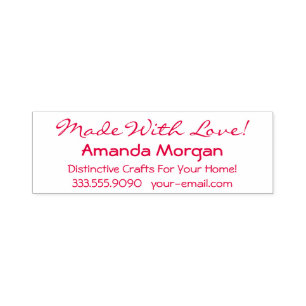Carimbo Auto Entintado Feita Com Amor! DIY Name, Tag Line, Phone, Email