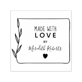 Carimbo Auto Entintado Feita Com Amor Quadro Botânico Personalizado