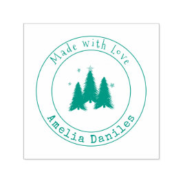 Carimbo Auto Entintado Feita Com Carinho Árvores de Natal