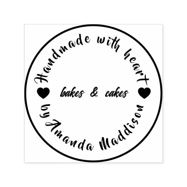 Carimbo Auto Entintado Feito com Amor | Assados Caseiros Coração Moderno (Design)