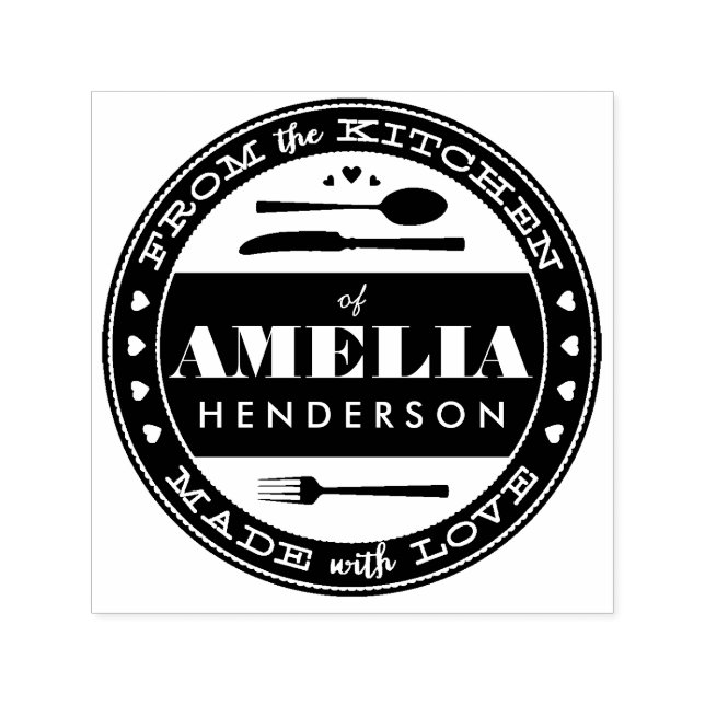 Carimbo Auto Entintado Feito com Comida de Amor, Presente de Tinta Person (Design)