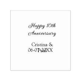 Carimbo Auto Entintado Feliz 10º aniversário, simples nome de casamento m