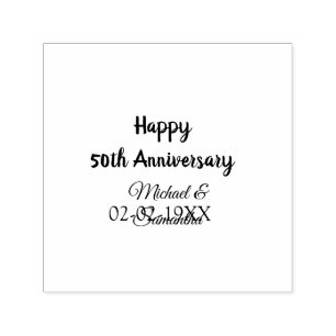 Carimbo Auto Entintado Feliz 50º aniversário adicionar nome do casal data