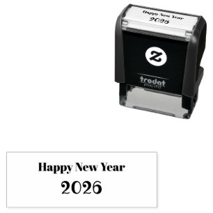 Carimbo Auto Entintado Feliz Ano Novo Texto Personalizado Moderno