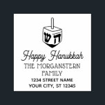 Carimbo Auto Entintado Feliz Hanukkah Chanukah Dreidel Nome Endereço<br><div class="desc">Nome da família Dreidel do Hanukkah Chanukah Feliz Endereço de retorno =======</div>