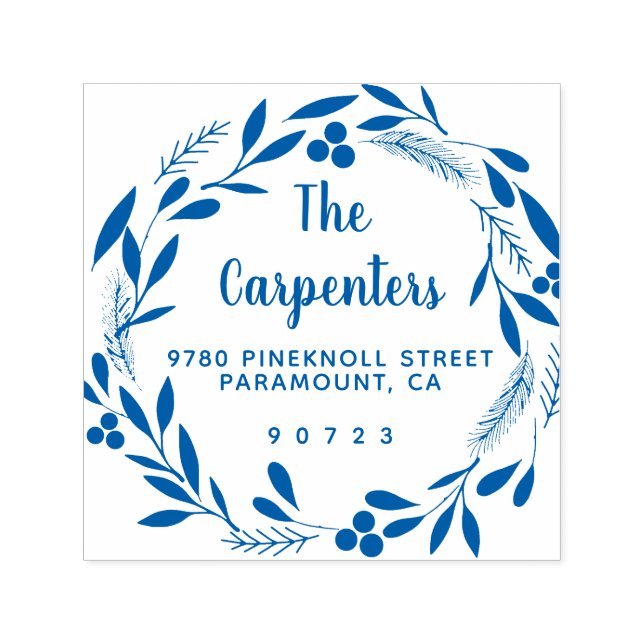 Carimbo Auto Entintado Feliz Natal Botânico Garland Manuscrito (Design)