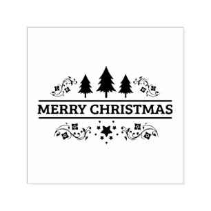 Carimbo Auto Entintado Feliz Natal branco preto
