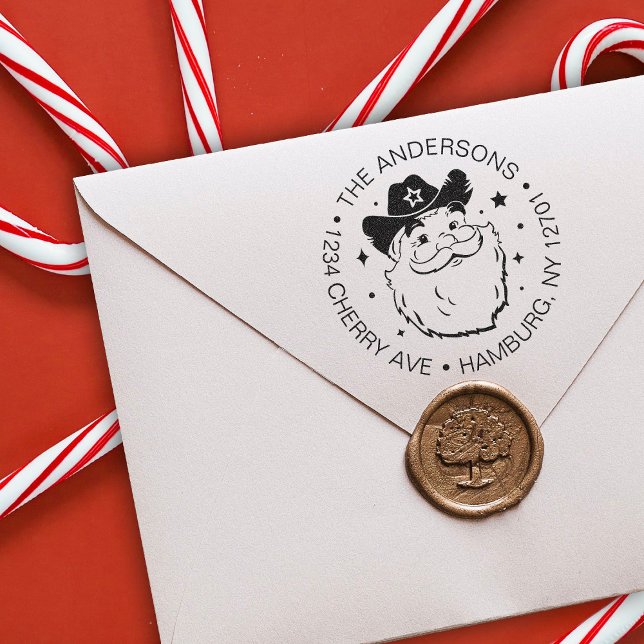 Carimbo Auto Entintado Feliz Natal do Cowboy Papai Noel do Texas (Criador carregado)