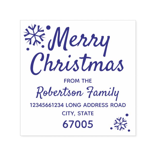 Carimbo Auto Entintado Feliz Natal Elegante Snowflake Endereço de Devoluç (Design)