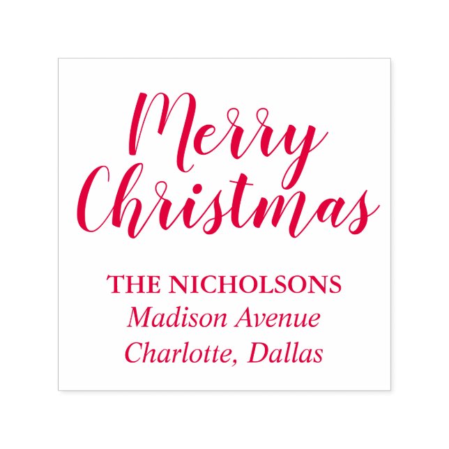 Carimbo Auto Entintado Feliz Natal - Feriado de Script Vermelho Casual (Design)