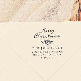 Carimbo Auto Entintado Feliz Natal Holly Sprig Endereço de devolução da f