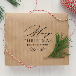 Carimbo Auto Entintado Feliz Natal Moderno Nome da Família Personalizada