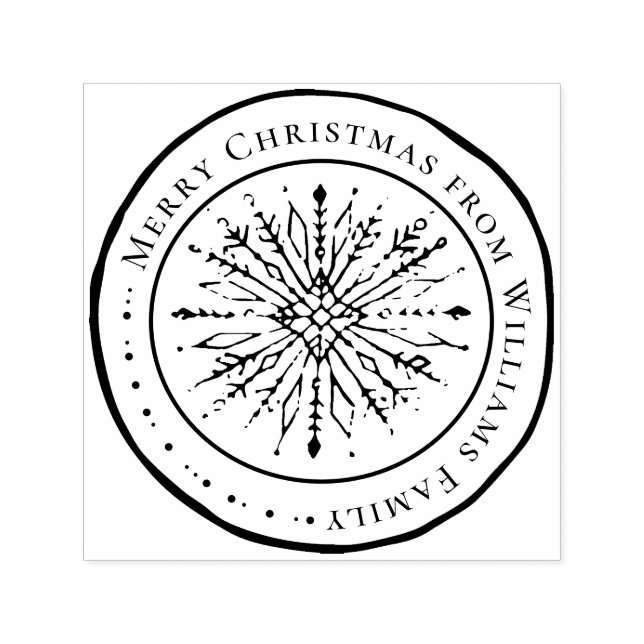 Carimbo Auto Entintado Feliz Natal Shabby Snowflake Inverno (Design)