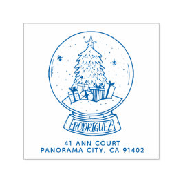 Carimbo Auto Entintado Feliz Natal Snowball Tree Endereço de Retorno