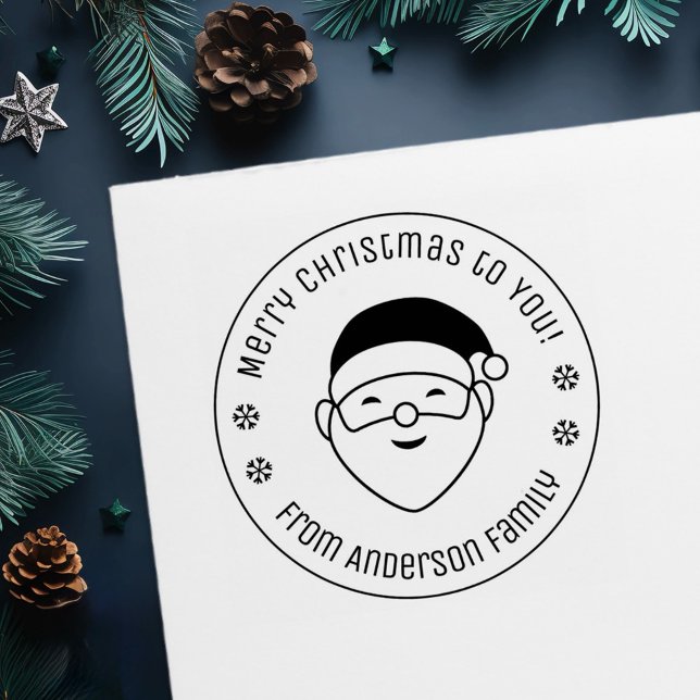 Carimbo Auto Entintado Feliz Papai noel de Natal da família redonda (Criador carregado)