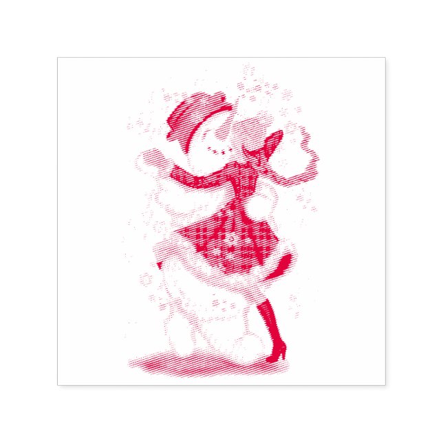 Carimbo Auto Entintado Feliz Snowman e Girl Dance Tango Festa de Natal (Design)