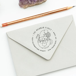 Carimbo Auto Entintado Feriado de Natal Gnomo Cujo Endereço de Devolução