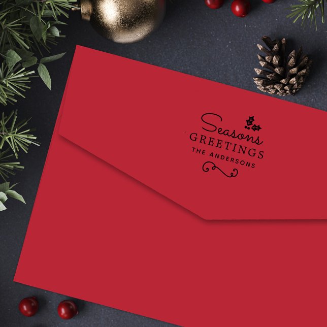 Carimbo Auto Entintado Feriado do Nome da Família Personalizada de Saudaç (Criador carregado)