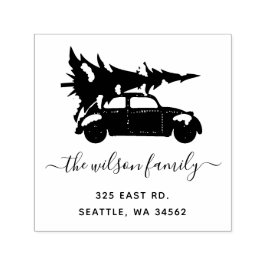 Carimbo Auto Entintado Feriados de Carro vintage de Árvore de Natal Ender