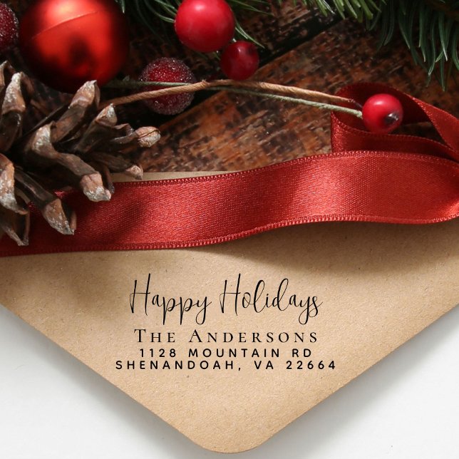 Carimbo Auto Entintado Feriados Felizes Endereço de Regresso de Natal (Criador carregado)