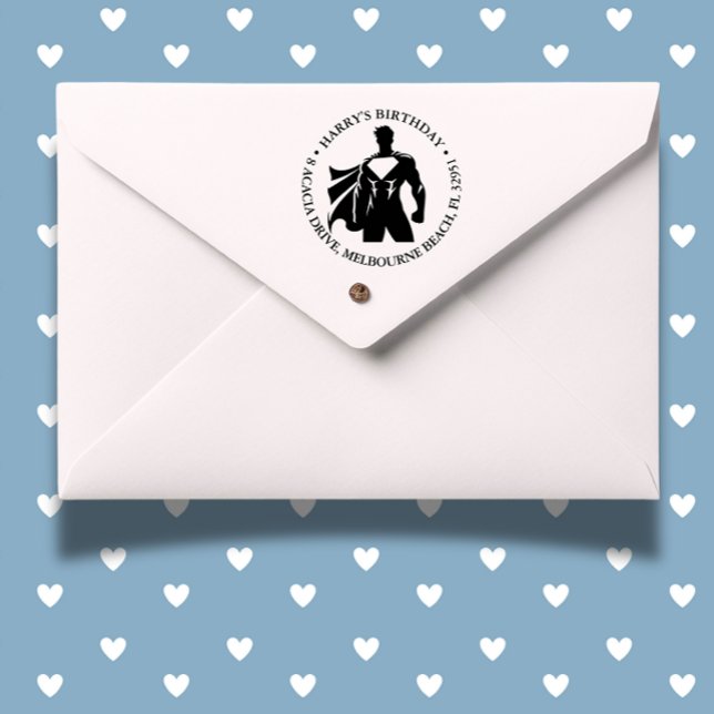 Carimbo Auto Entintado Festa de aniversário Super Herói ( Easy to use, perfect for kids’ parties—add a fun touch today!)