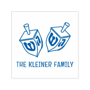 Carimbo Auto Entintado Festivo Hanukkah Dreidels Nome da Família