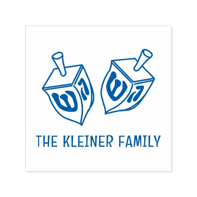 Carimbo Auto Entintado Festivo Hanukkah Dreidels Nome da Família (Design)