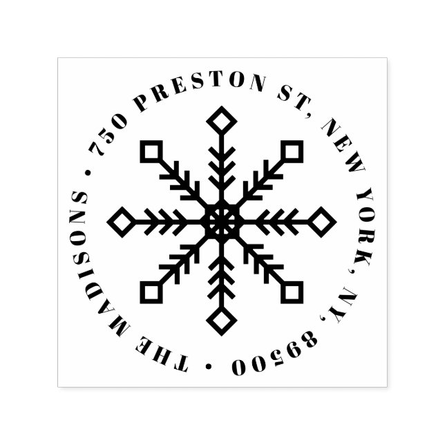 Carimbo Auto Entintado Festivo Snowflake Endereço para devolução de feria (Design)