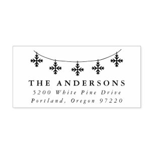 Carimbo Auto Entintado Festivo Snowflake Garland Endereço para devolução