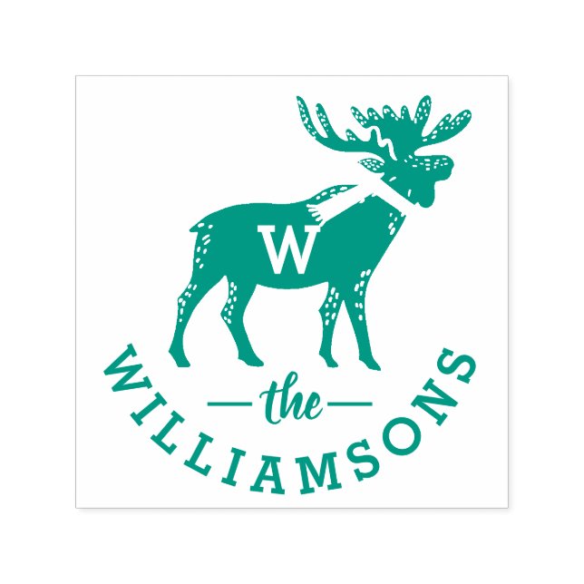 Carimbo Auto Entintado Festivo Winter Moose Monogramas Natal (Design)