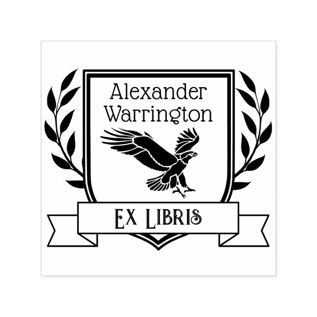 Carimbo Auto Entintado Fita Crista de Águia Ex Libris Nome do Livro Bibli (Design)