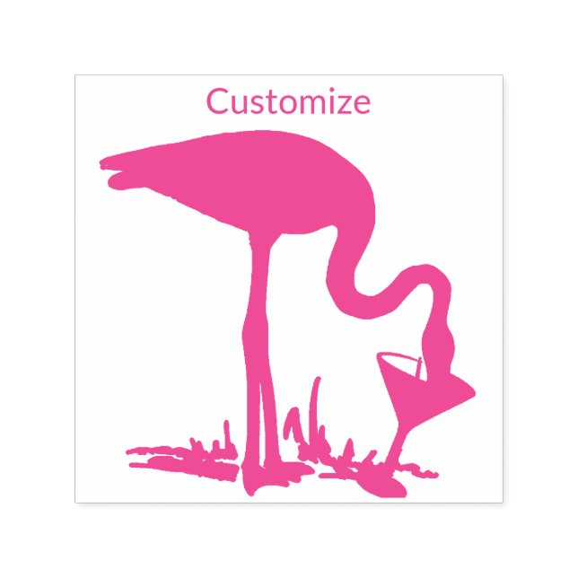 Carimbo Auto Entintado Flamingo Bebendo Martini Thunder_Cove (Design)