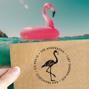 Carimbo Auto Entintado Flamingo Return Address Label Housearming Gift