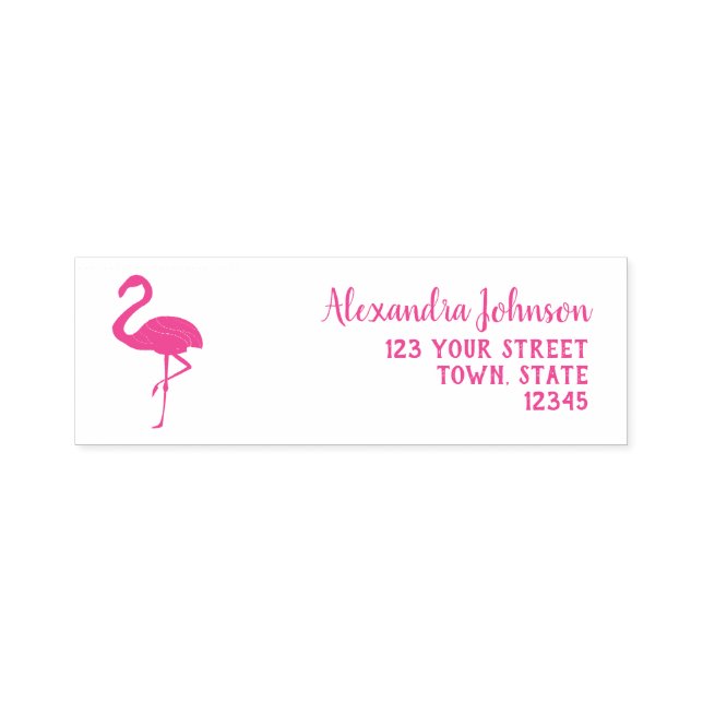 Carimbo Auto Entintado Flamingo Rosa Endereço de Remetente (Design)