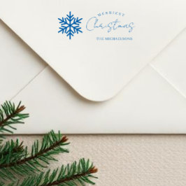Carimbo Auto Entintado Floco de Neve Azul Natal Mais Alegre