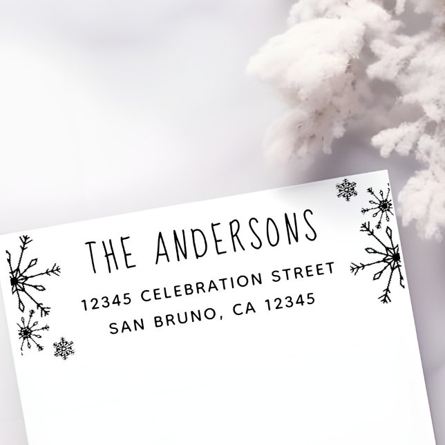 Carimbo Auto Entintado Flocos de neve azuis | Endereço para devolução de  (Criador carregado)