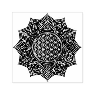 Carimbo Auto Entintado Flor da Vida - Ouro de ornamentos LOTUS I