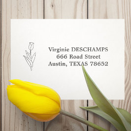 Carimbo Auto Entintado Flor de Arte da Linha da Tulpa Botânica