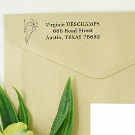 Carimbo Auto Entintado Flor de Arte de Linha Daffodil Botânica