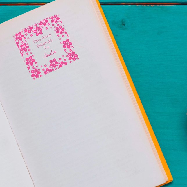 Carimbo Auto Entintado Flor Oriental Personalizado Este Livro Pertence A (Criador carregado)