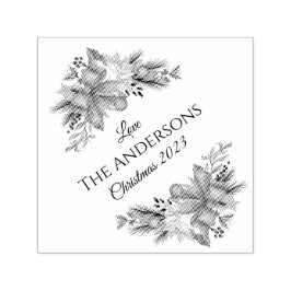 Carimbo Auto Entintado Florais Elegantes Feliz Natal 2023