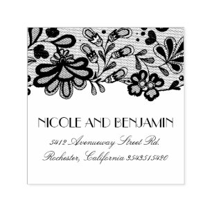 Carimbo Auto Entintado Floral Lace Elegant Wedding