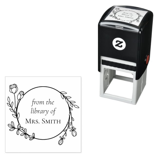Carimbo Auto Entintado Floral Wreath Da Biblioteca De (In Situ)