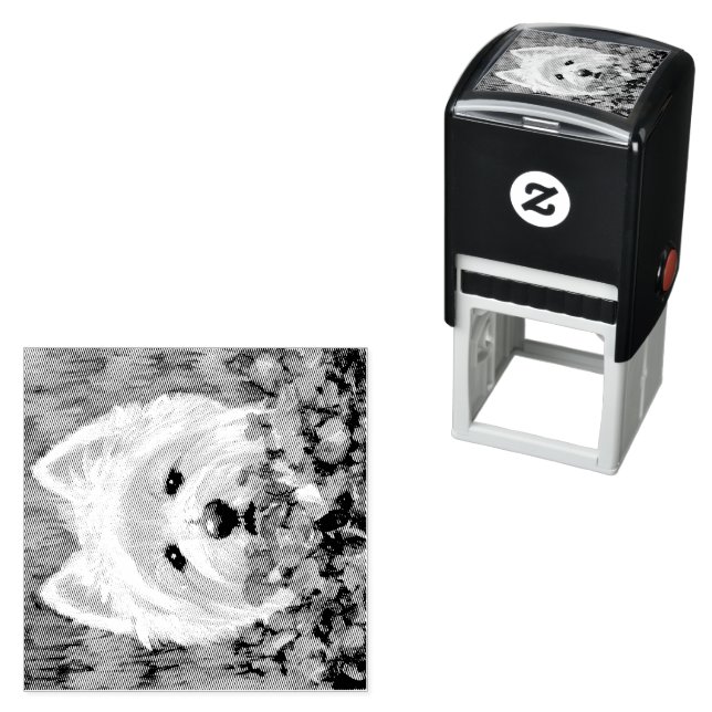 Carimbo Auto Entintado Flores de Westie e Rosa (In Situ)