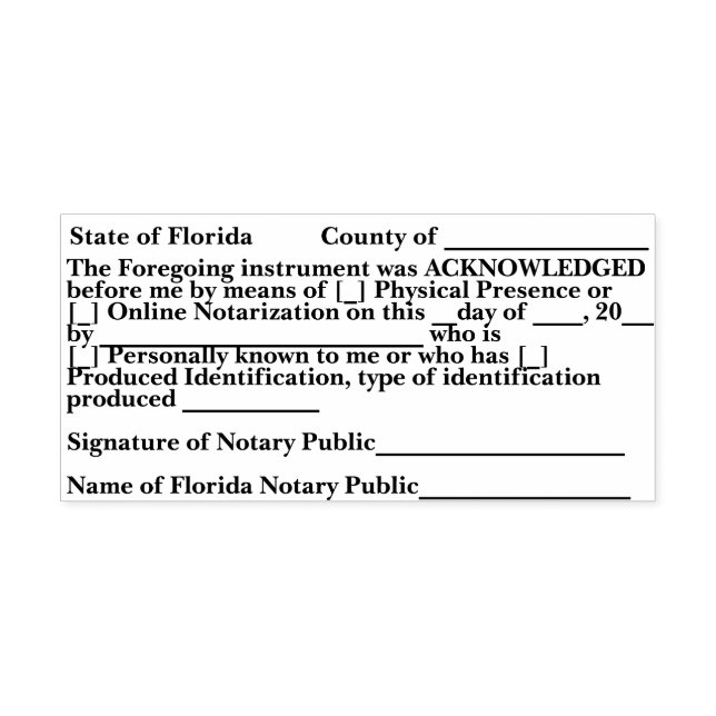 Carimbo Auto Entintado Florida Notary Acknowledgment Self Inking Stamp (Design)