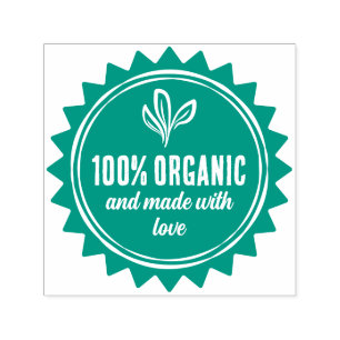 Carimbo Auto Entintado Folhas 100% Orgânico Feito Com Amor Produto
